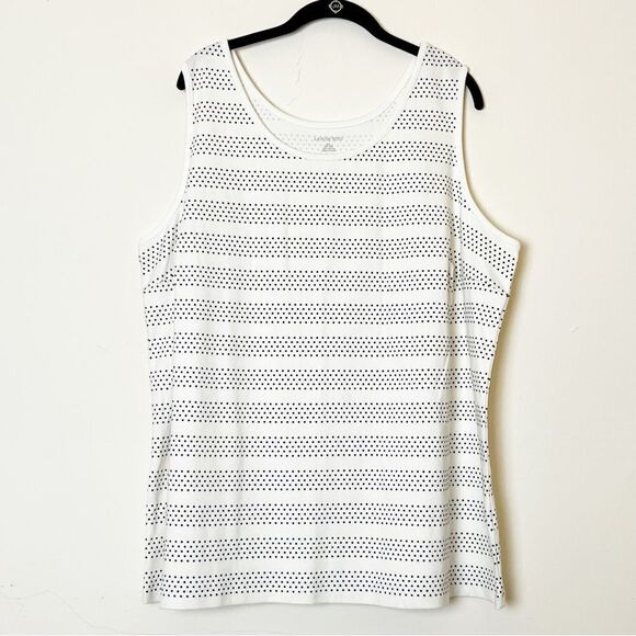 Land’s End Plus Size Vertical Polka Dot Knit Tank, Size 3X Black/White - Picture 1 of 8